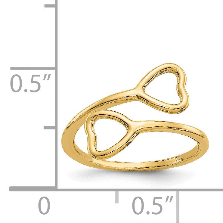 14k Double Heart Toe Ring