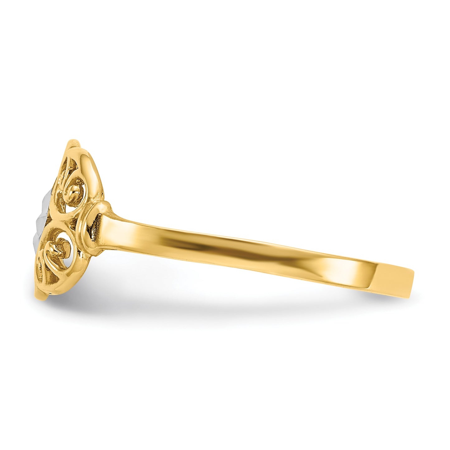 14K and White Rhodium Filigree Ring