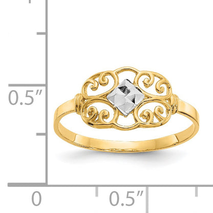 14K and White Rhodium Filigree Ring