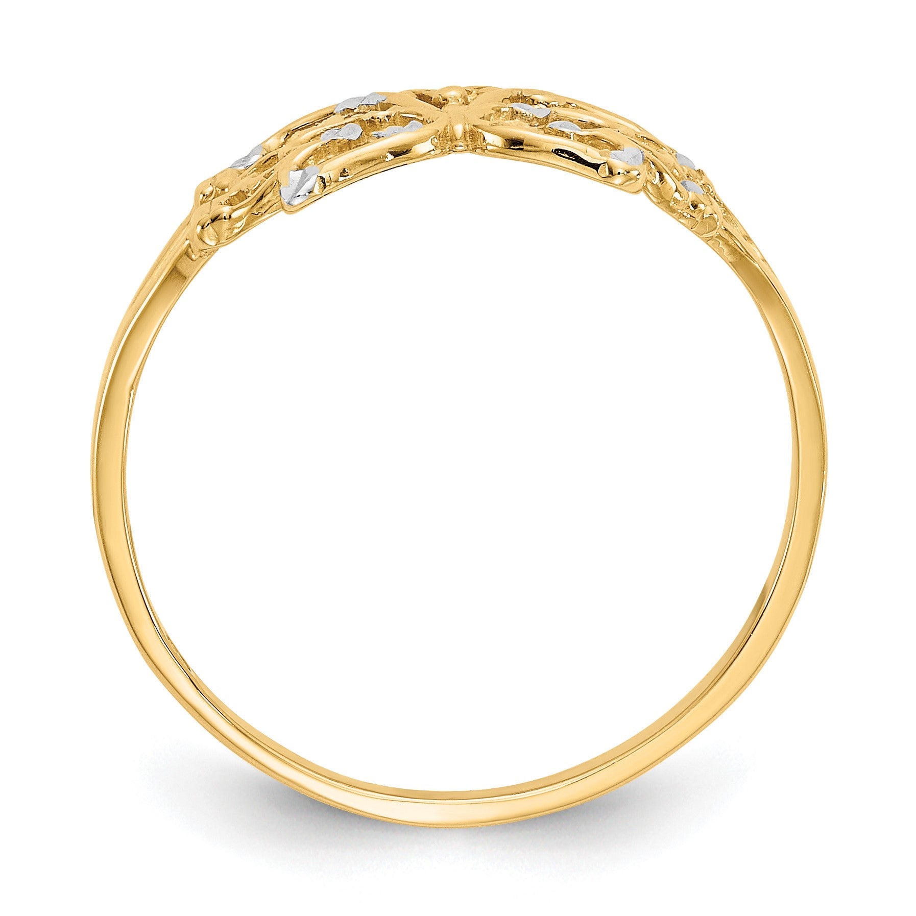 14k and White Rhodium Diamond-cut Butterfly Ring