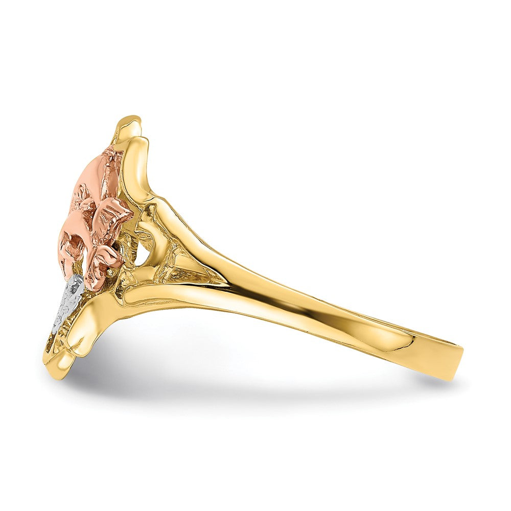 14K Yellow and Rose Gold W/Rhodium Double Dolphin Ring