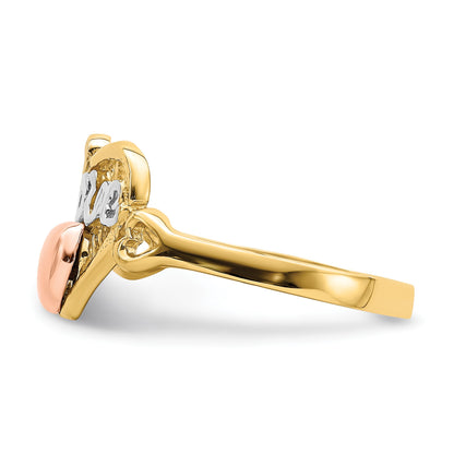 14k Yellow and Rose Gold with White Rhodium LOVE Heart Ring