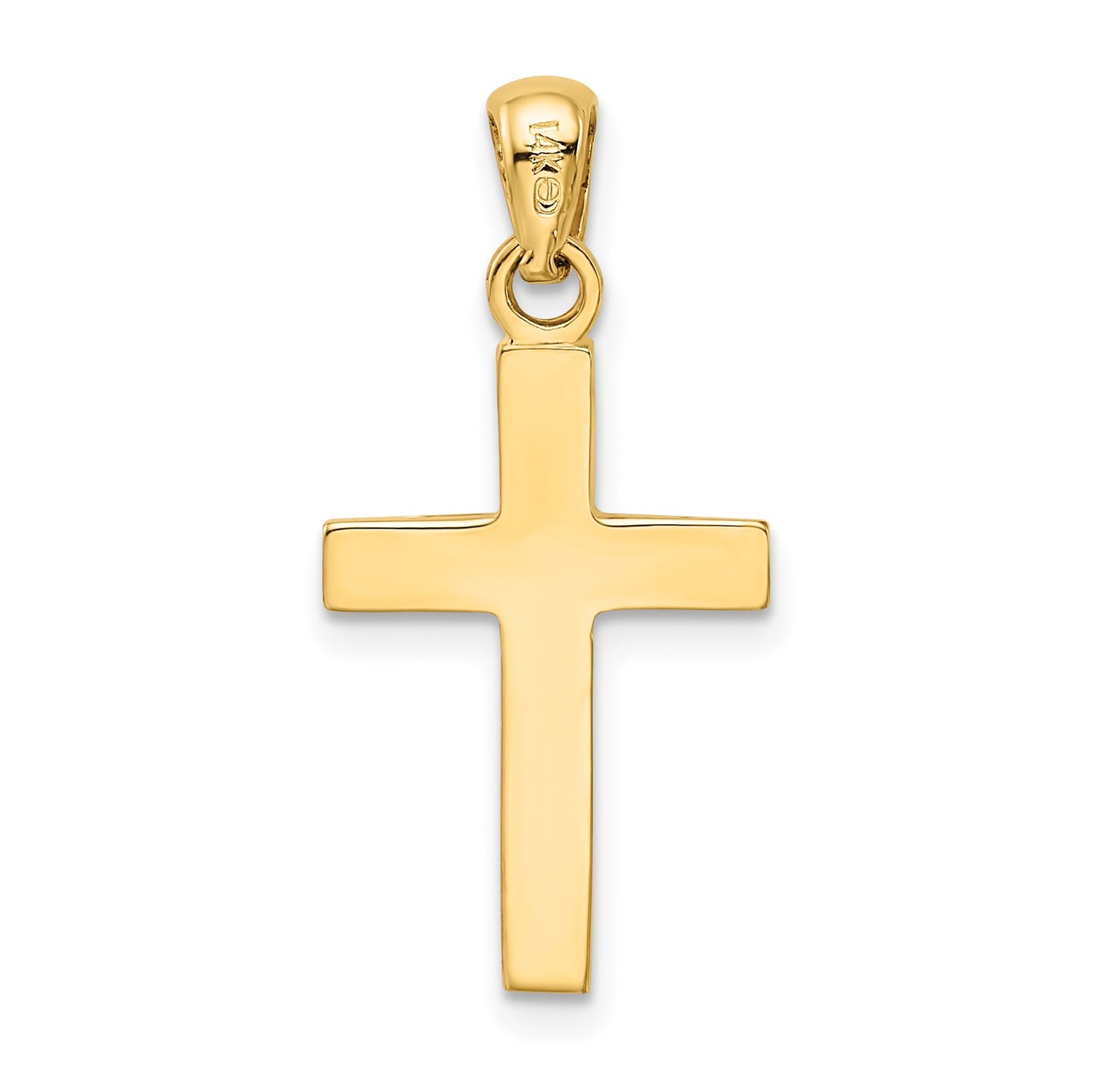 14k and White Rhodium Cross Pendant