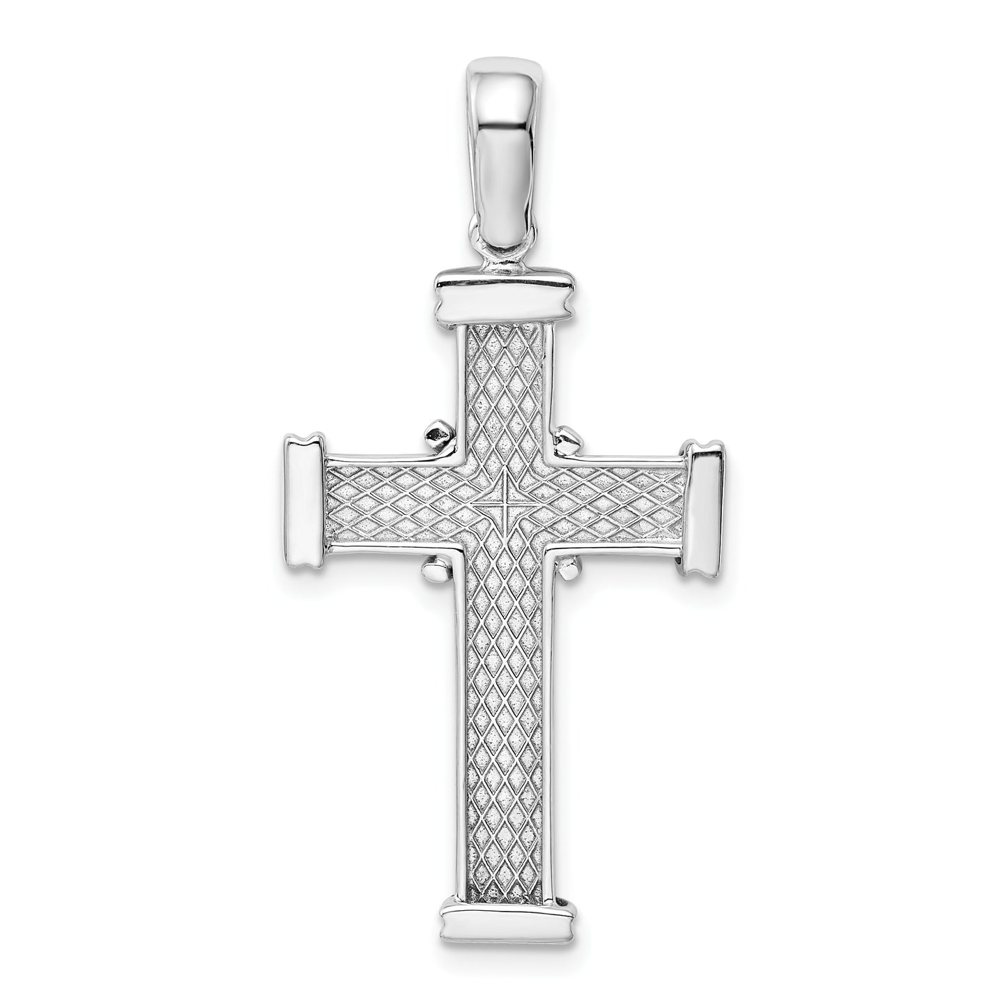 14k White Gold Center -X- Latin Cross Pendant