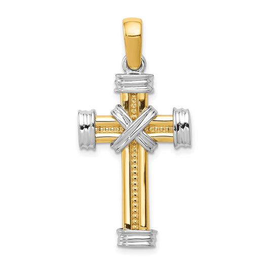 14k Two-tone Latin Cross Pendant