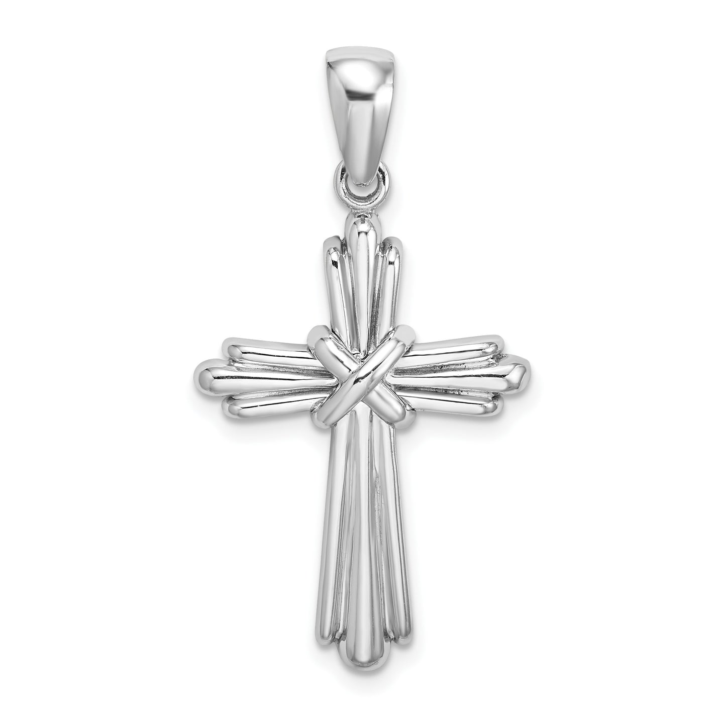 14k White Gold Polished -X- Center Cross Charm