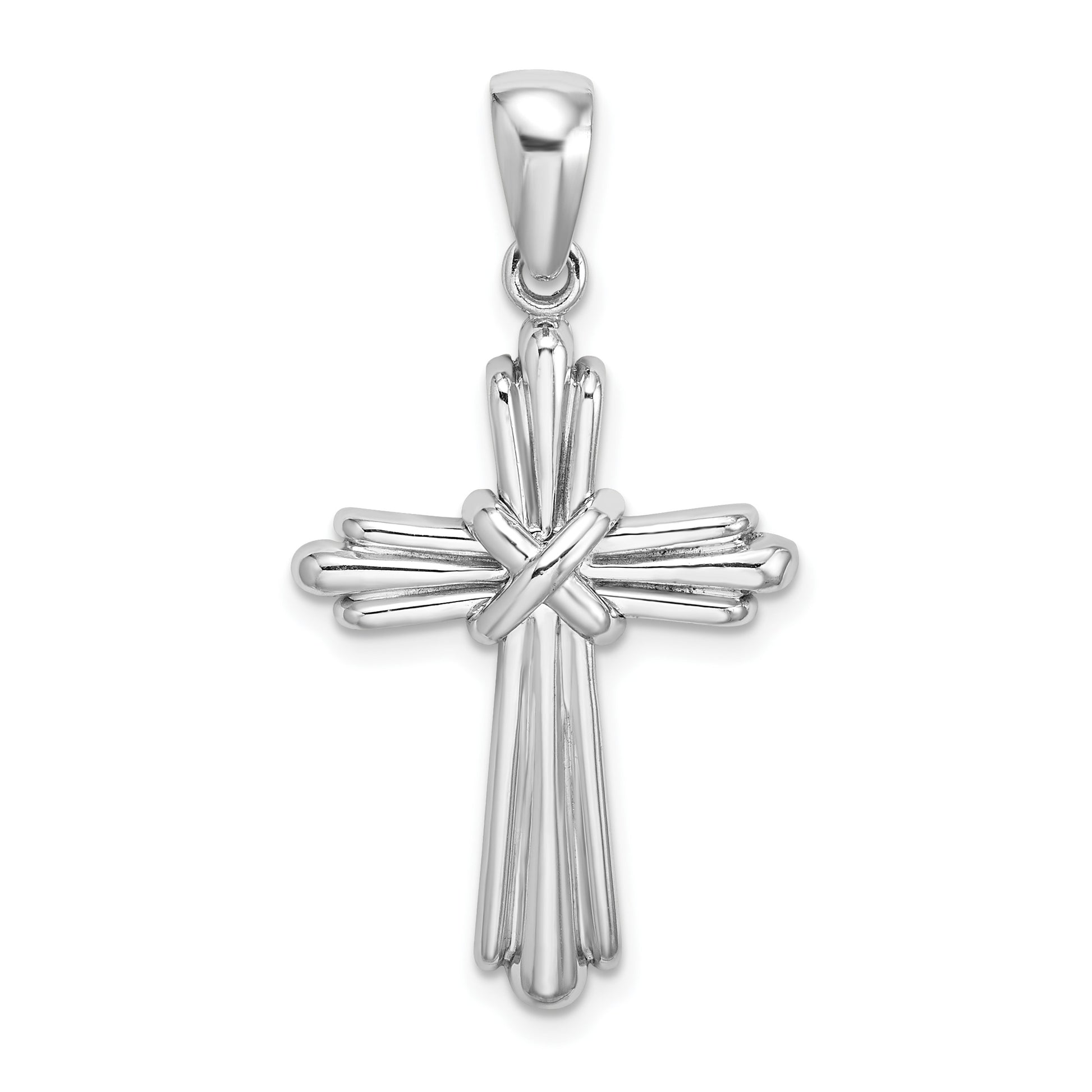 14k White Gold Polished -X- Center Cross Charm