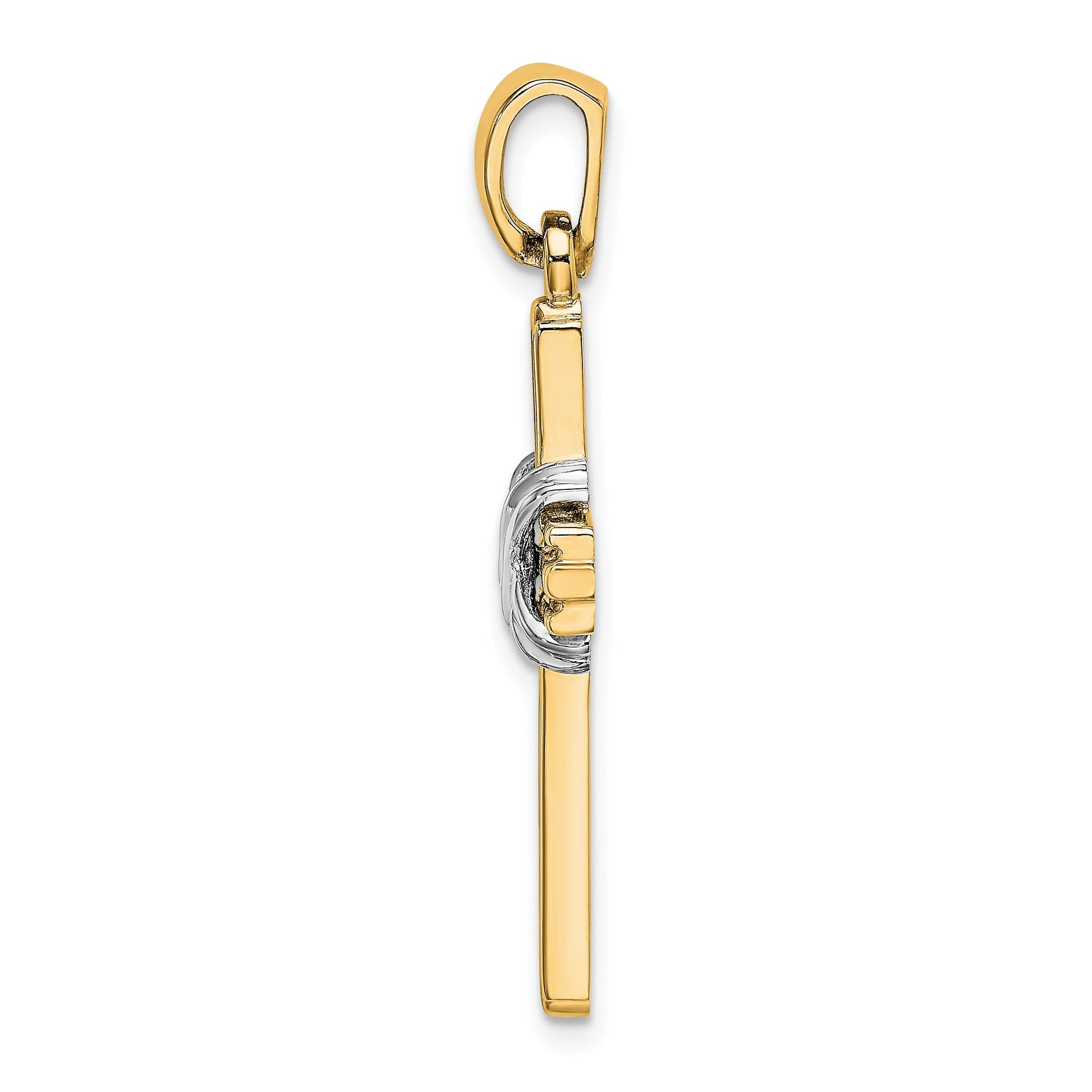 14K and White Rhodium -X- Center Passion Cross Pendant