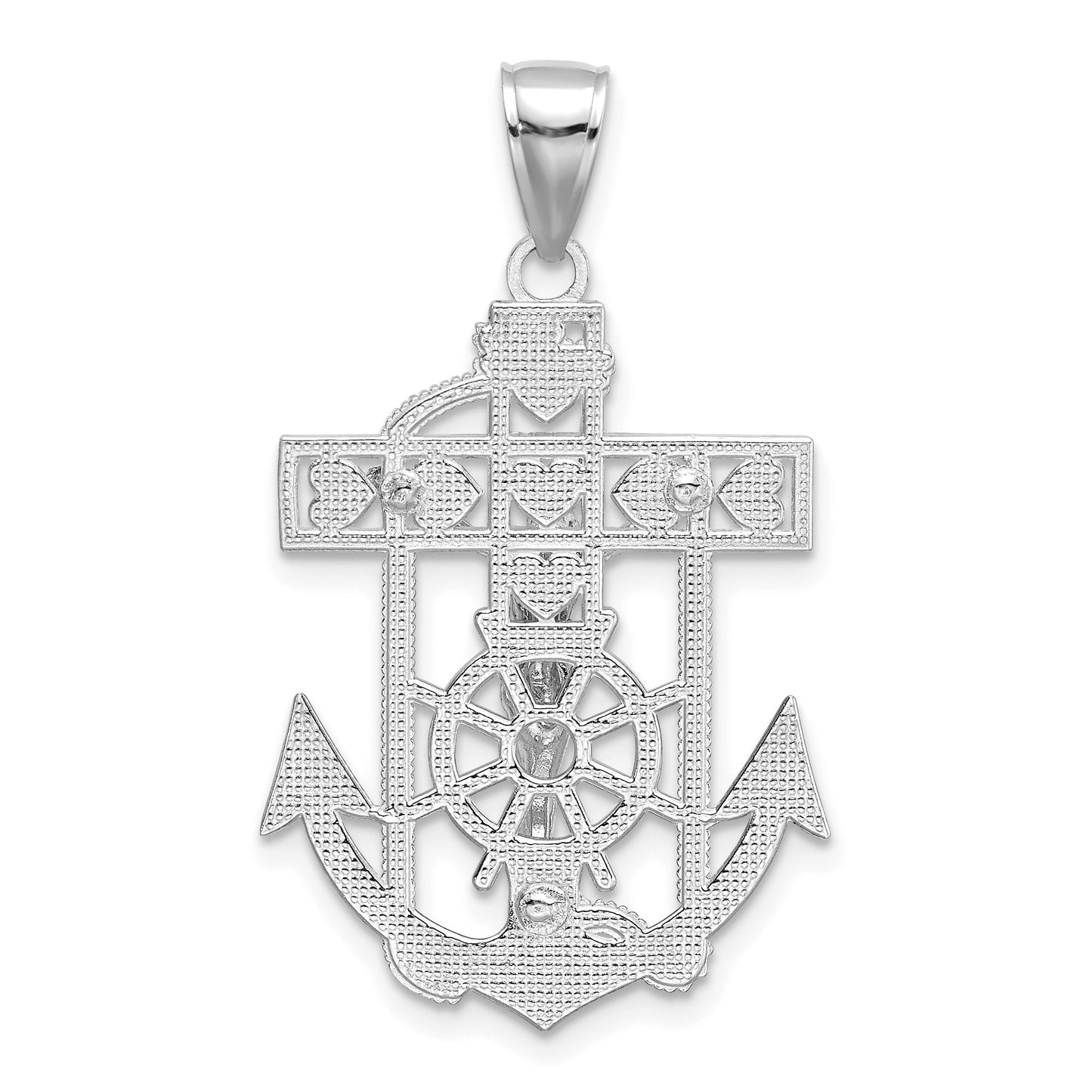 14k White Gold Mariners Crucifix Pendant