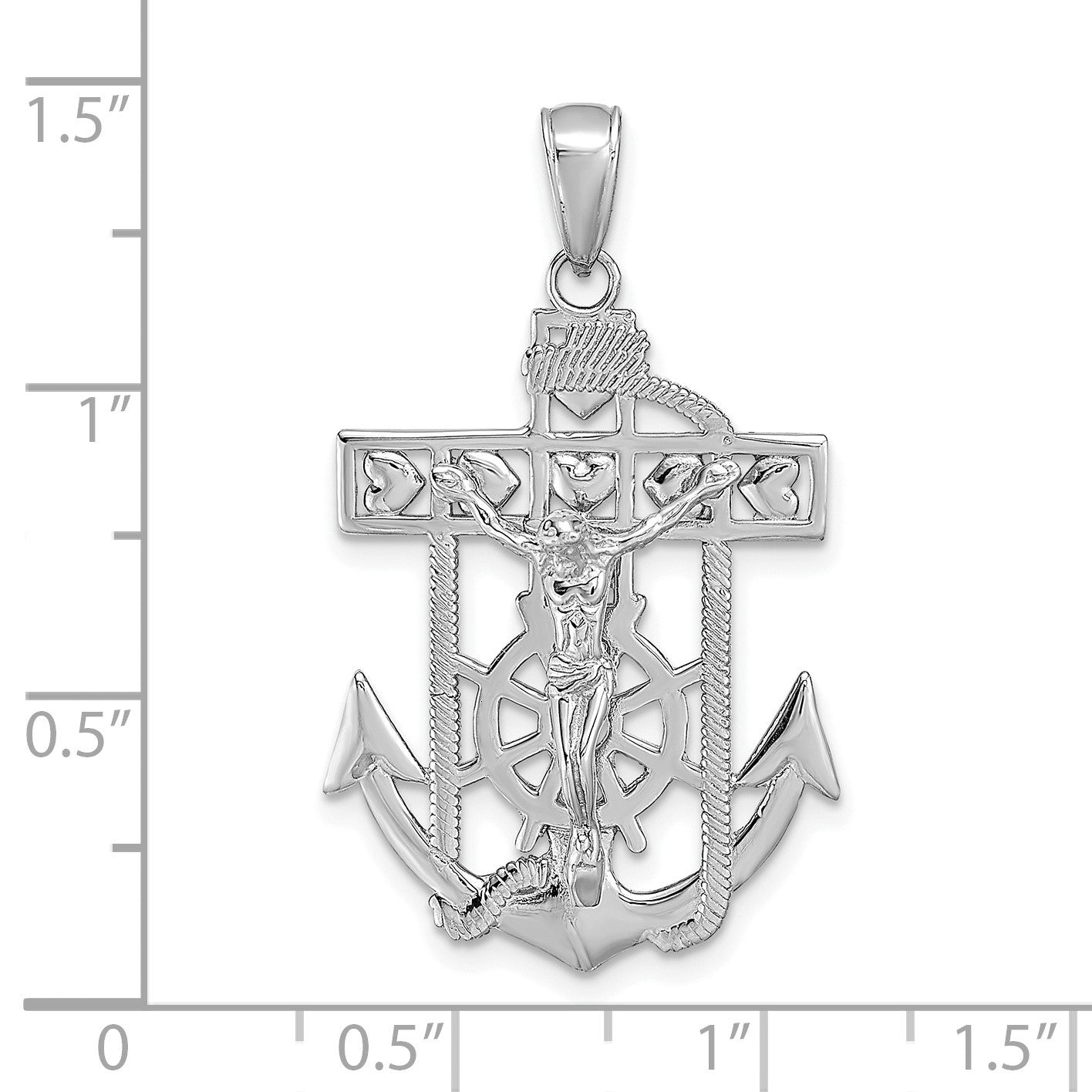 14k White Gold Mariners Crucifix Pendant
