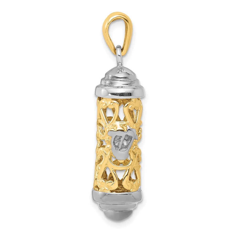 14K Two-Tone 3D Mezuzah Pendant