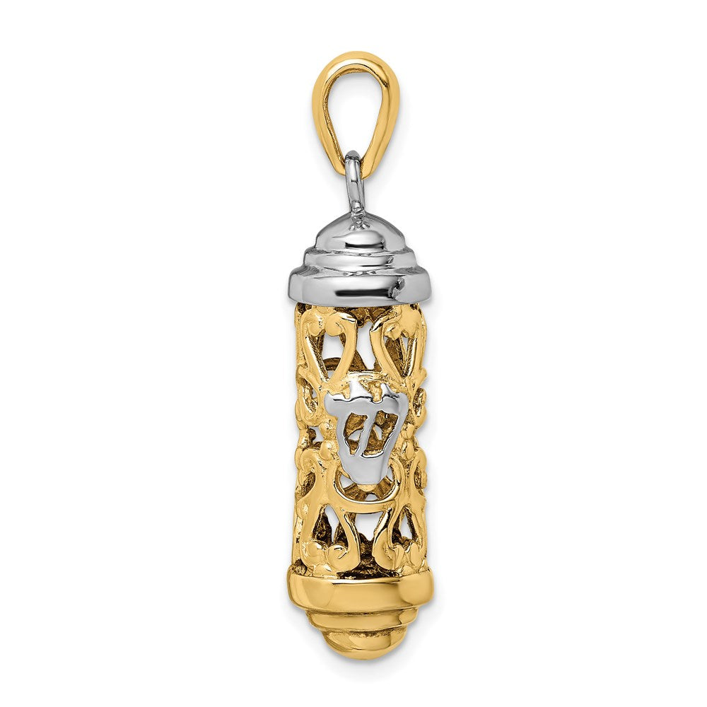 14K Two-Tone 3D Mezuzah Pendant