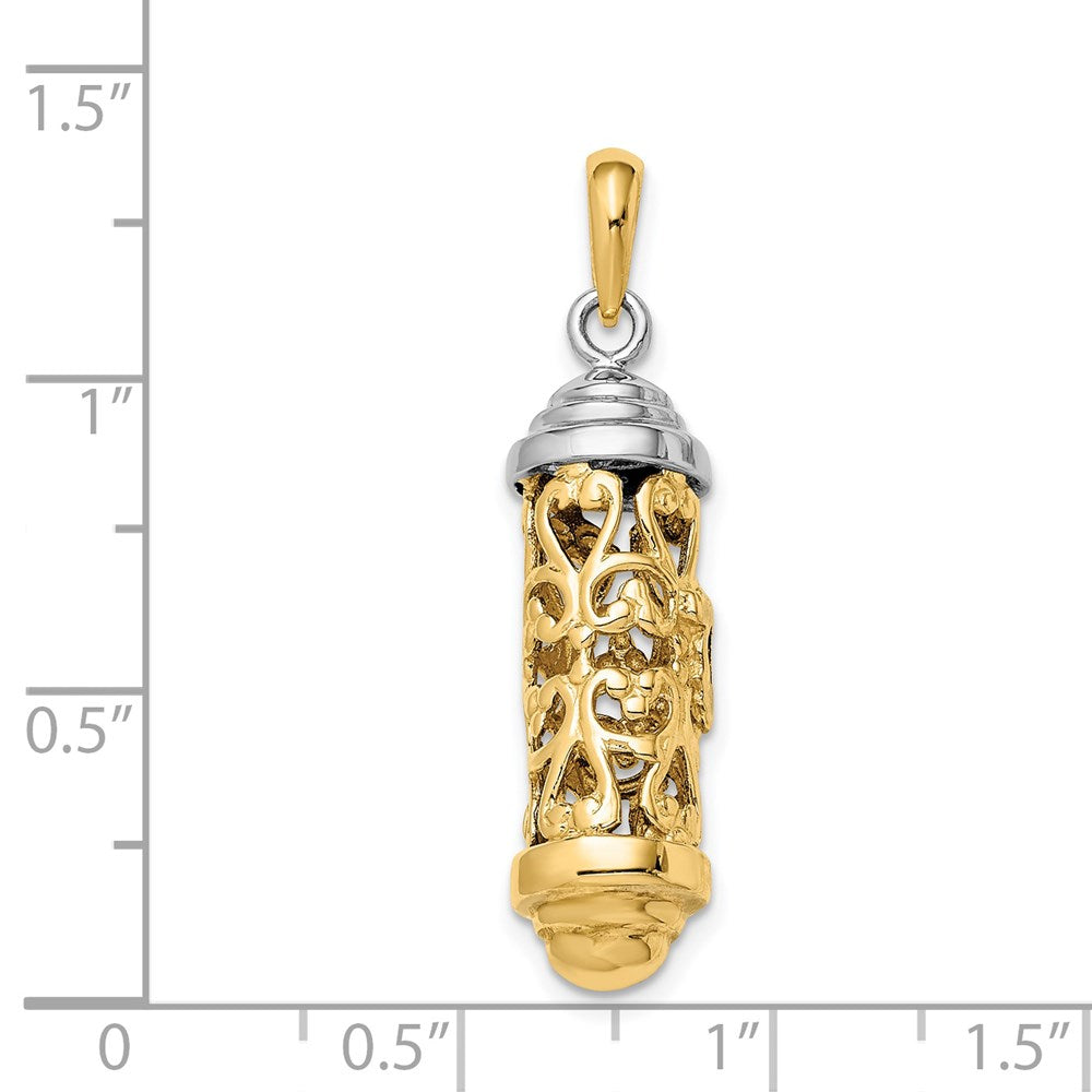 14K Two-Tone 3D Mezuzah Pendant