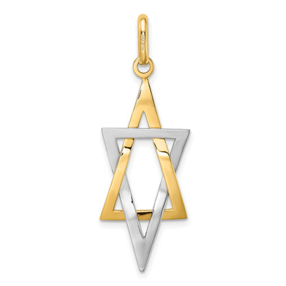 14K and White Rhodium Elongated Star Of David Charm