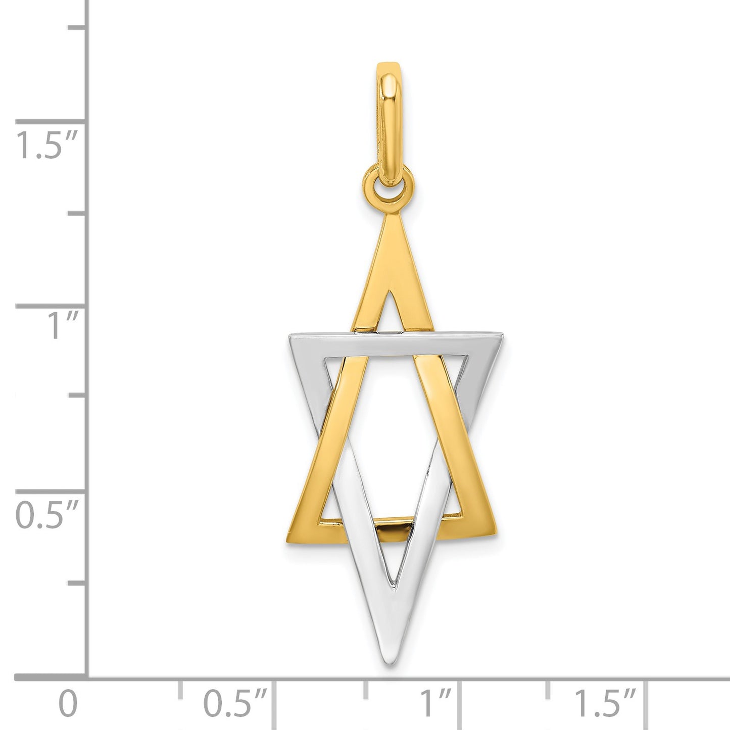 14K and White Rhodium Elongated Star Of David Charm