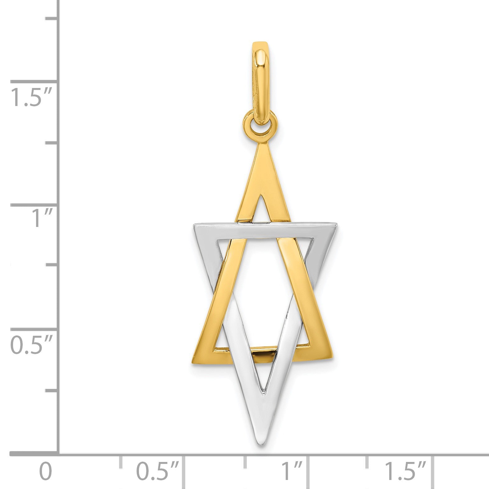 14K and White Rhodium Elongated Star Of David Charm