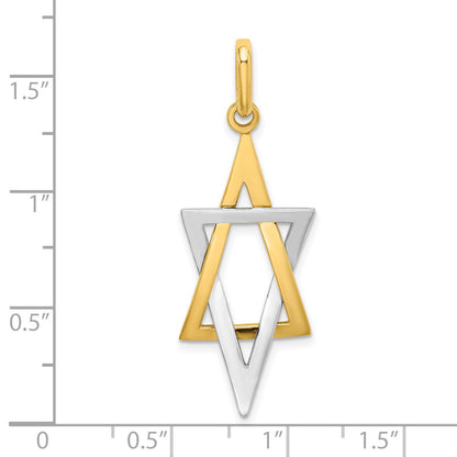 14K and White Rhodium Elongated Star Of David Charm