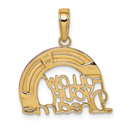 14k Two-tone with White Rhodium FOLLOW YOUR DREAMS Rainbow Charm