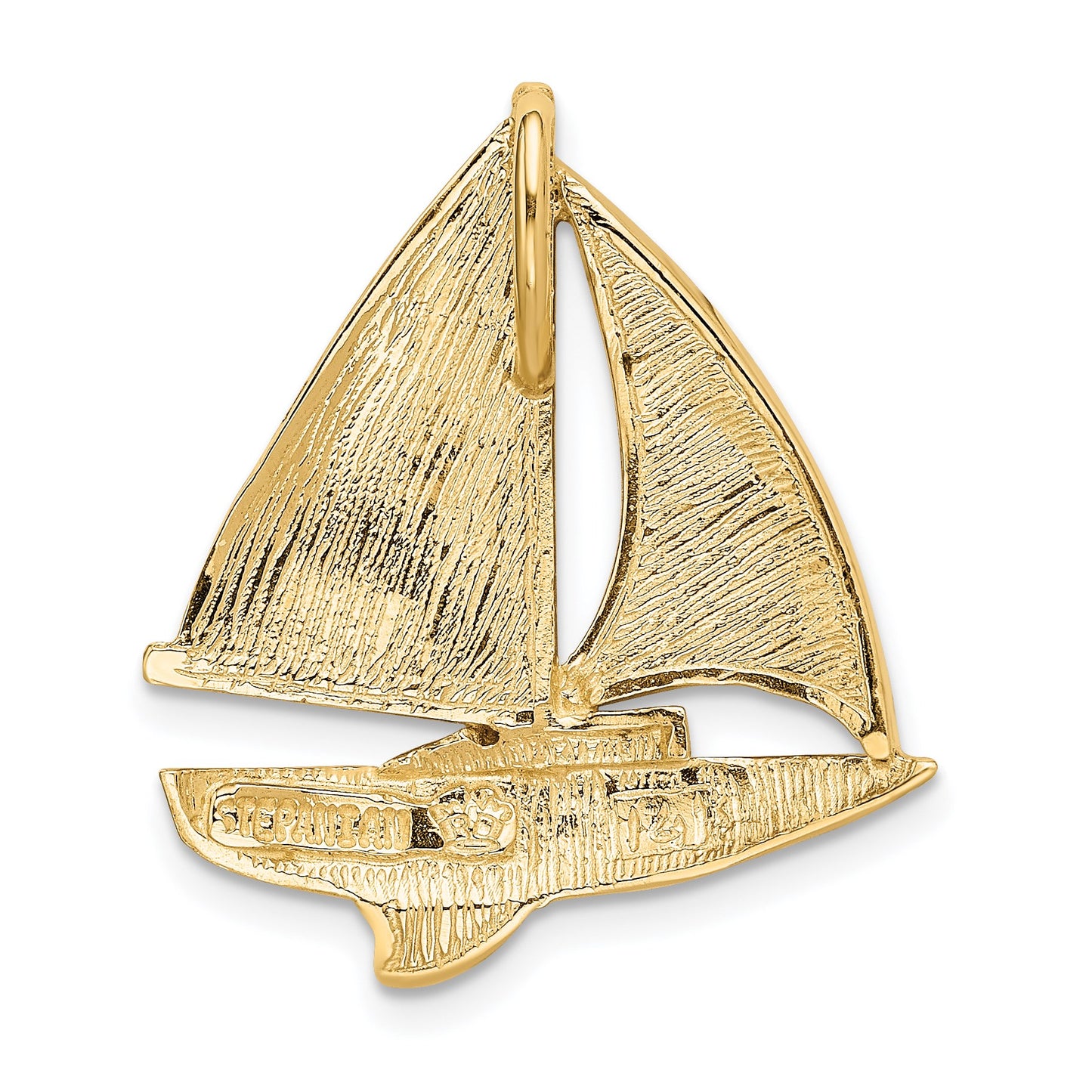 14K Lab Created Opal Sailboat Omega Slide