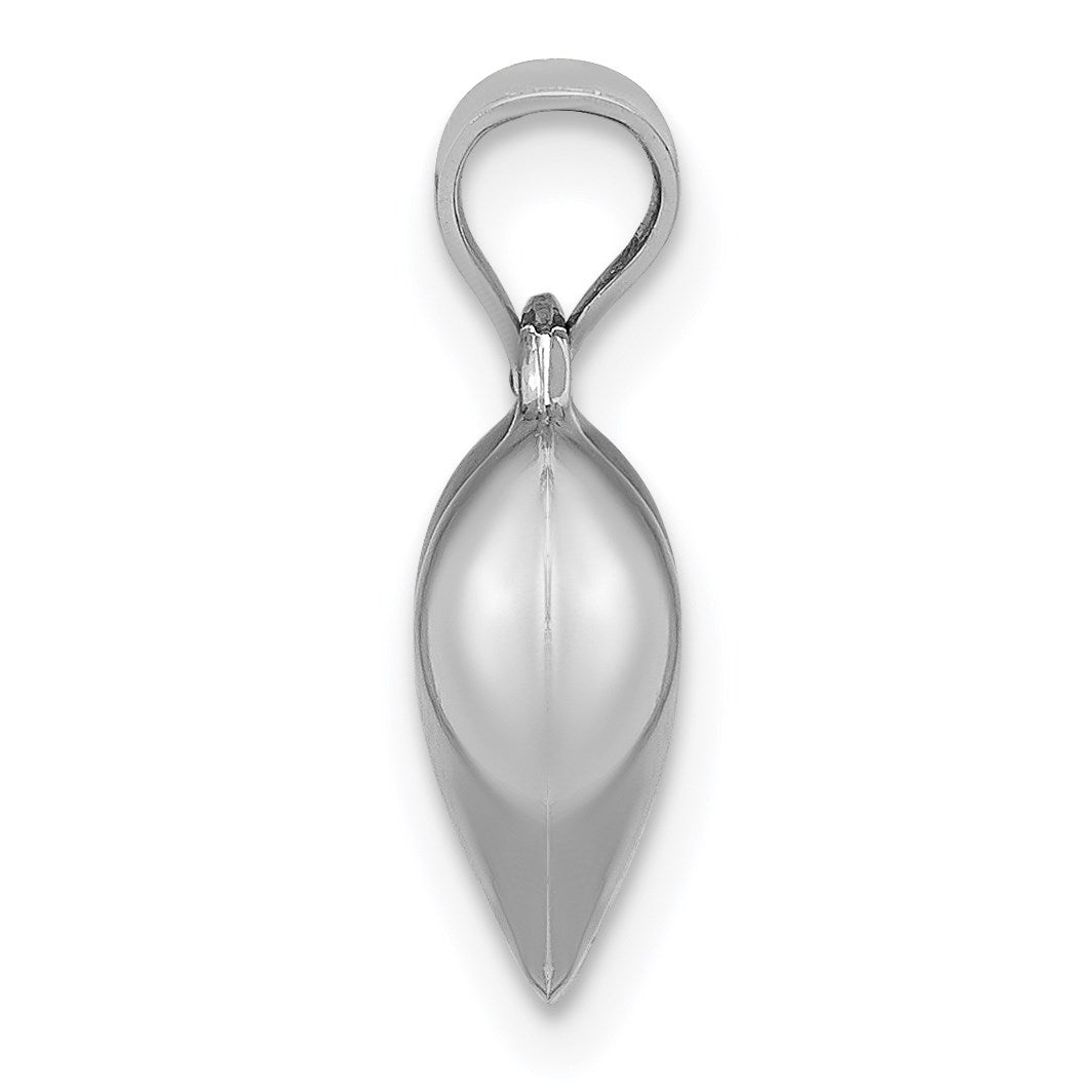 14K White 3-D Puffed Heart Pendant