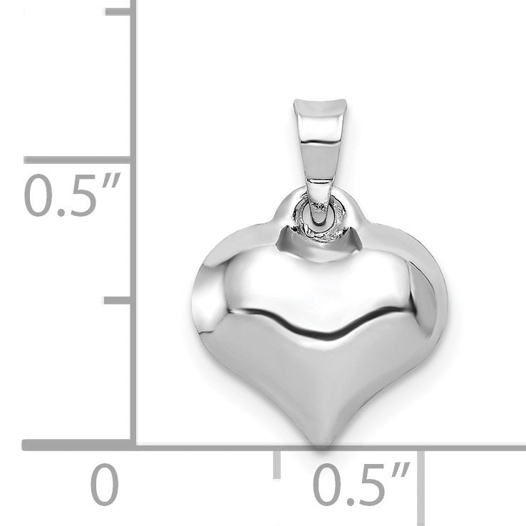 14K White 3-D Puffed Heart Pendant