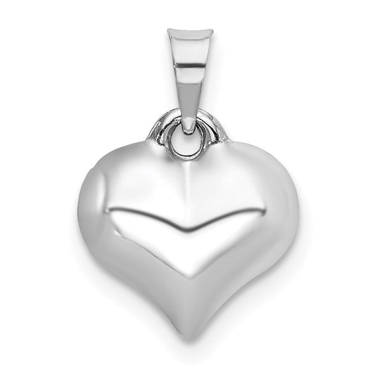 14K White 3-D Puffed Heart Pendant