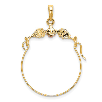14k Two-tone Leaves with Flower Charm Holder Pendant