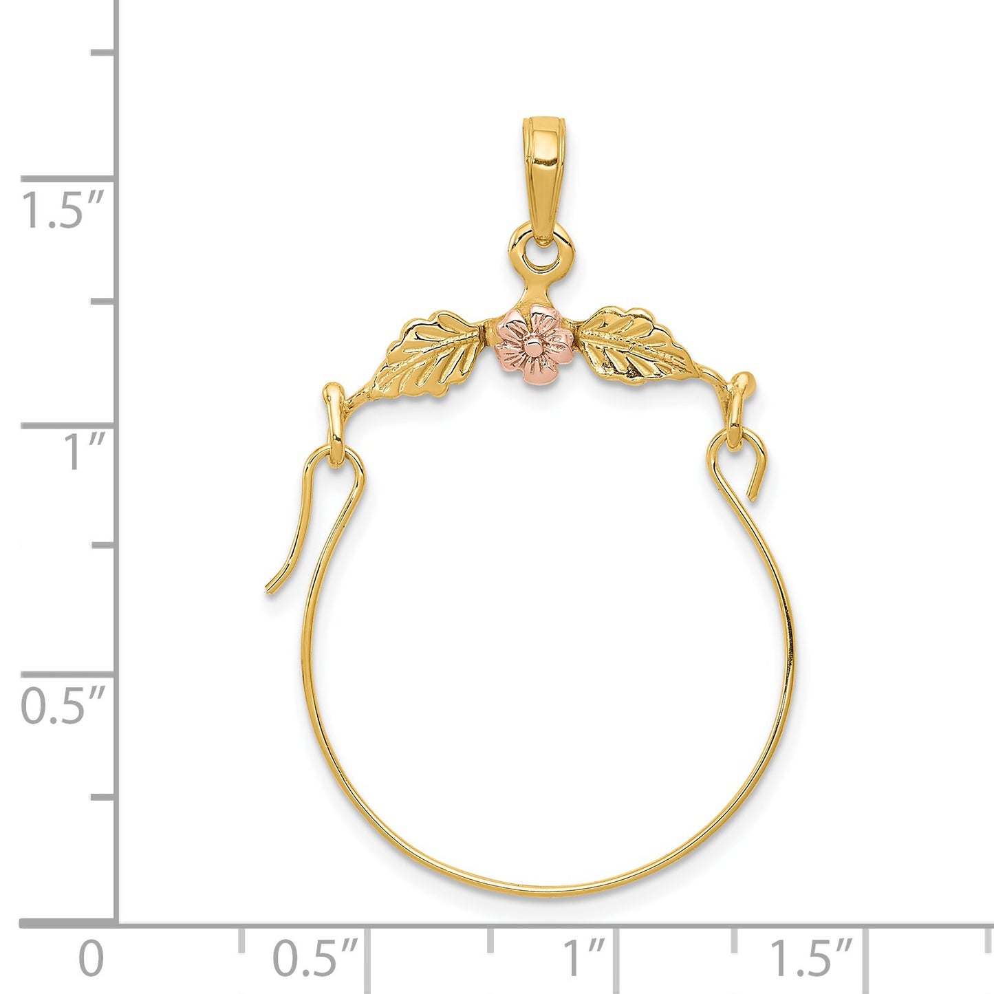14k Two-tone Leaves with Flower Charm Holder Pendant