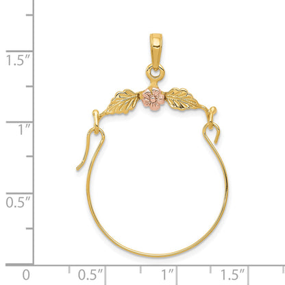 14k Two-tone Leaves with Flower Charm Holder Pendant