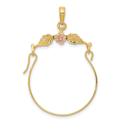 14k Two-tone Leaves with Flower Charm Holder Pendant