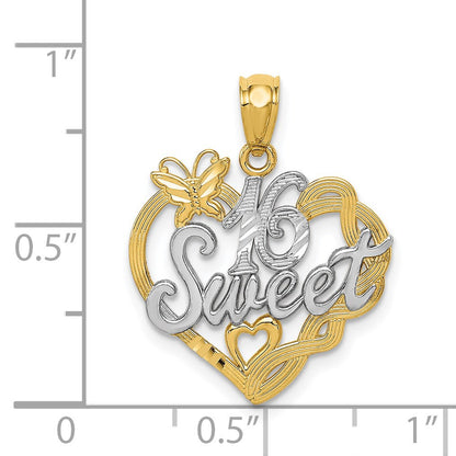 14k and White Rhodium SWEET 16 Pendant