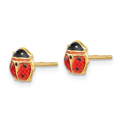 14k Enameled Ladybug Earrings