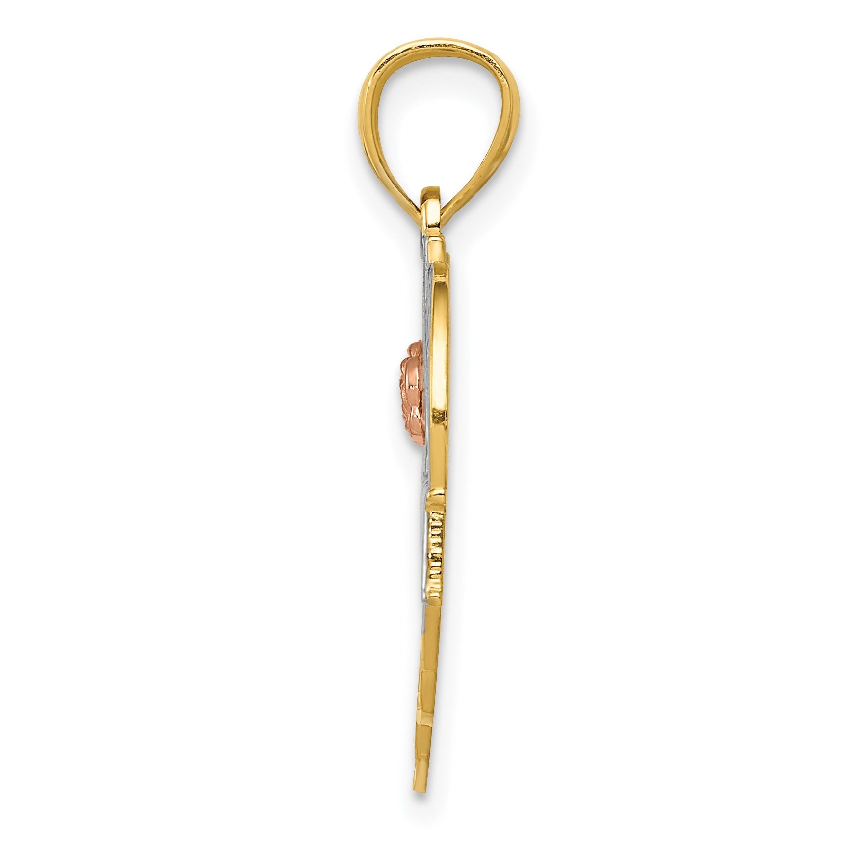 14k Two-tone with White Rhodium #1 GRANDMA Heart Pendant