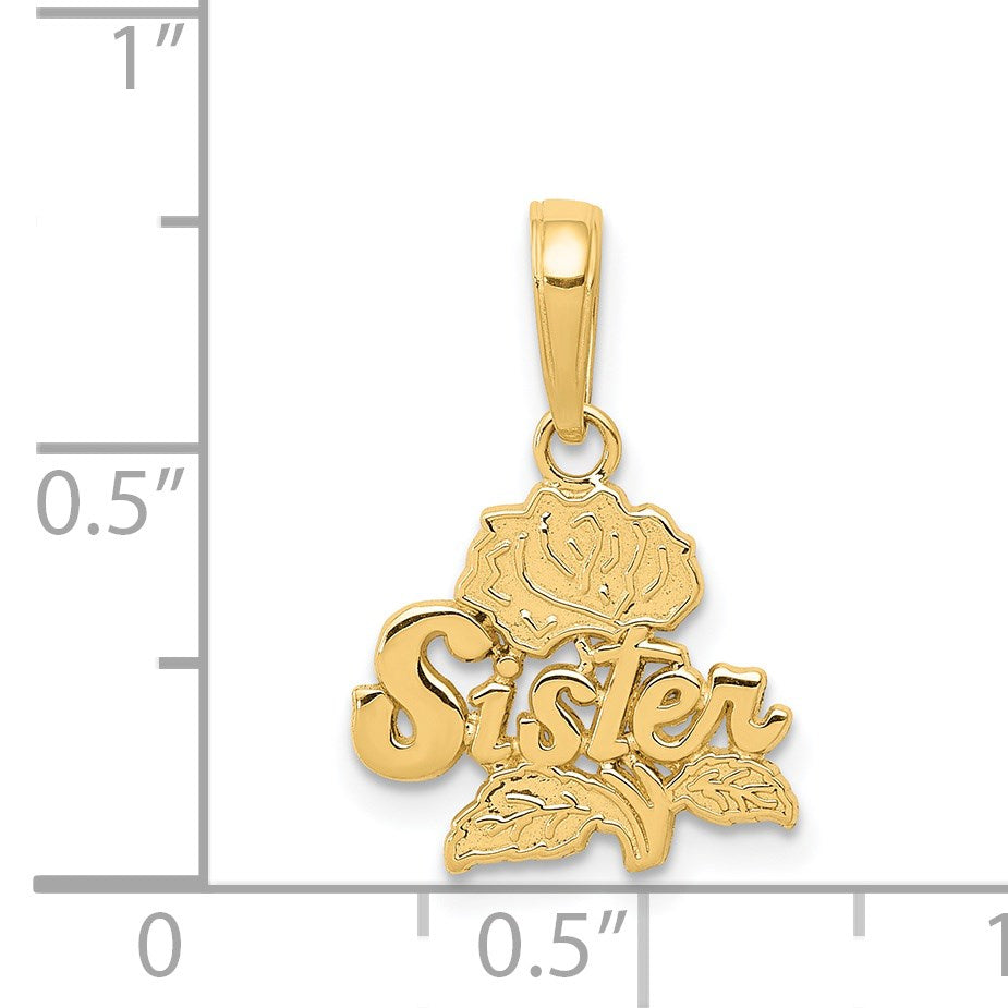 14k SISTER with Rose Pendant