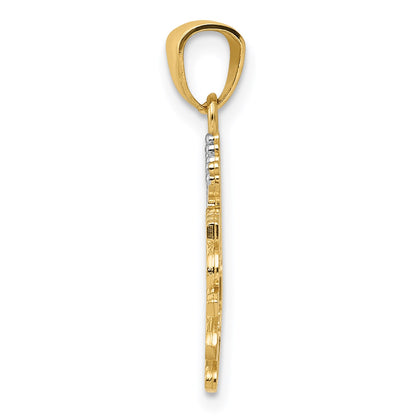 14k and White Rhodium DADDYS PRINCESS with Crown Pendant