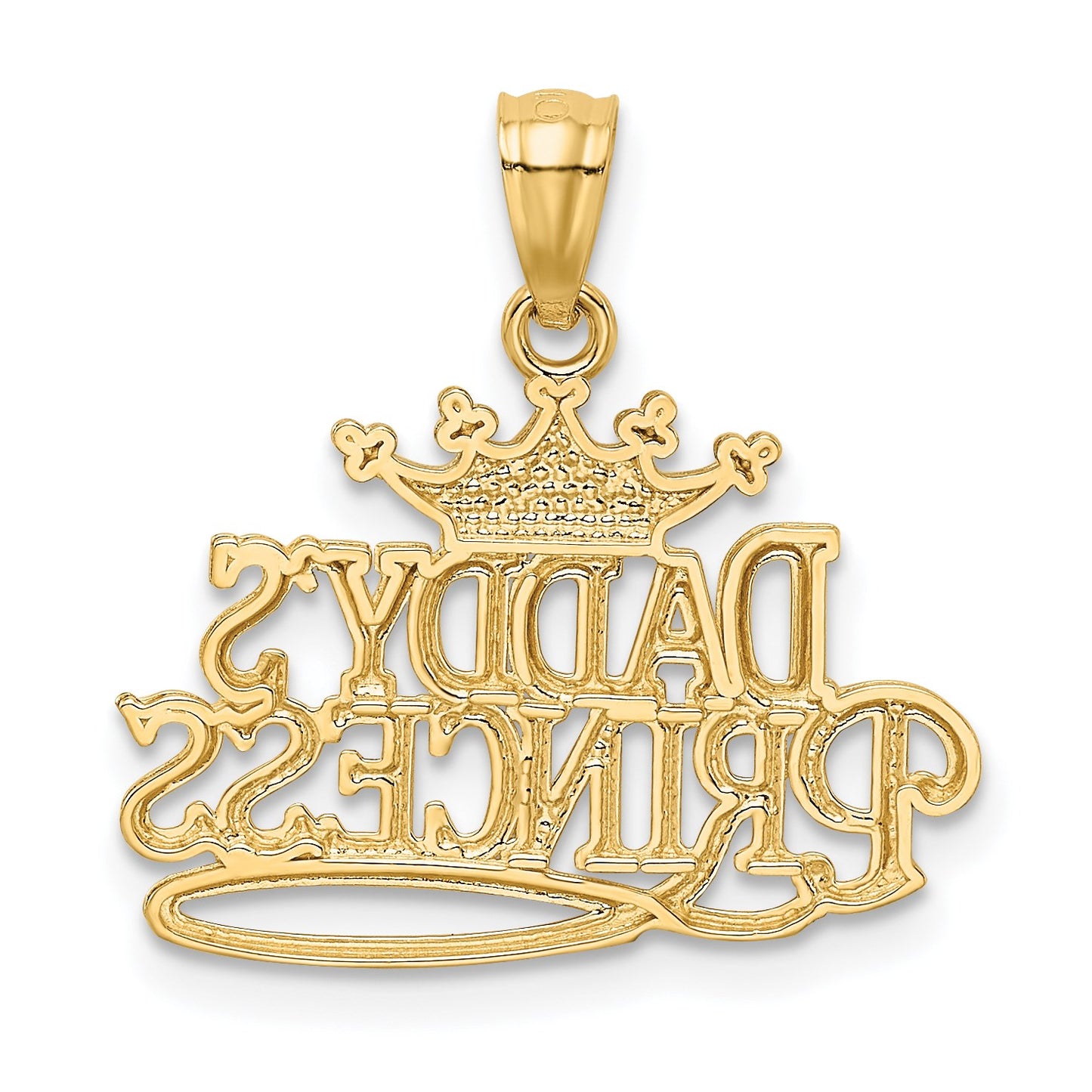 14k and White Rhodium DADDYS PRINCESS with Crown Pendant