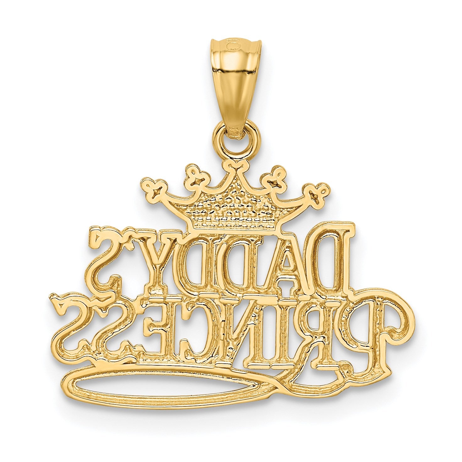 14k and White Rhodium DADDYS PRINCESS with Crown Pendant