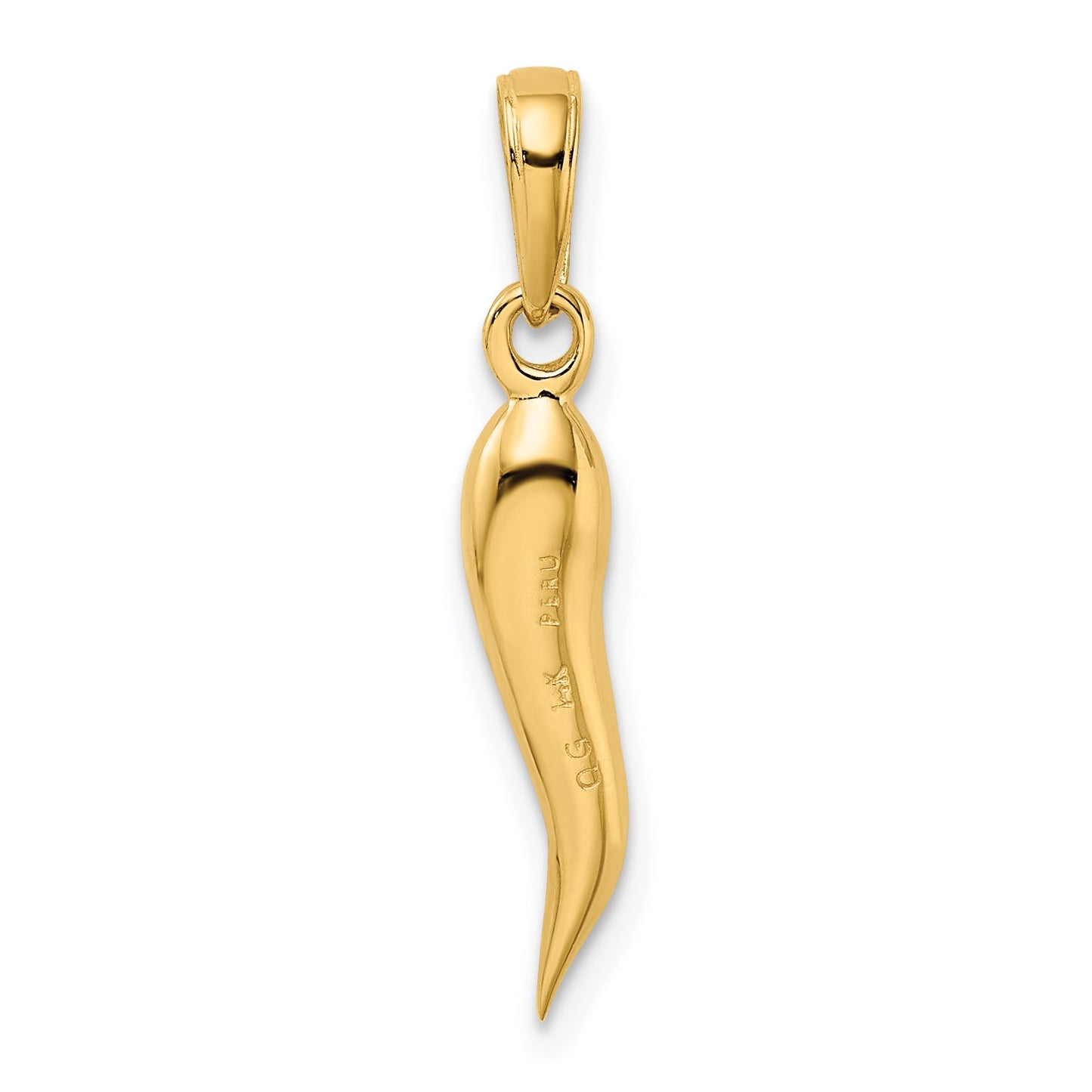 14k Medium 3-D Italian Horn Pendant