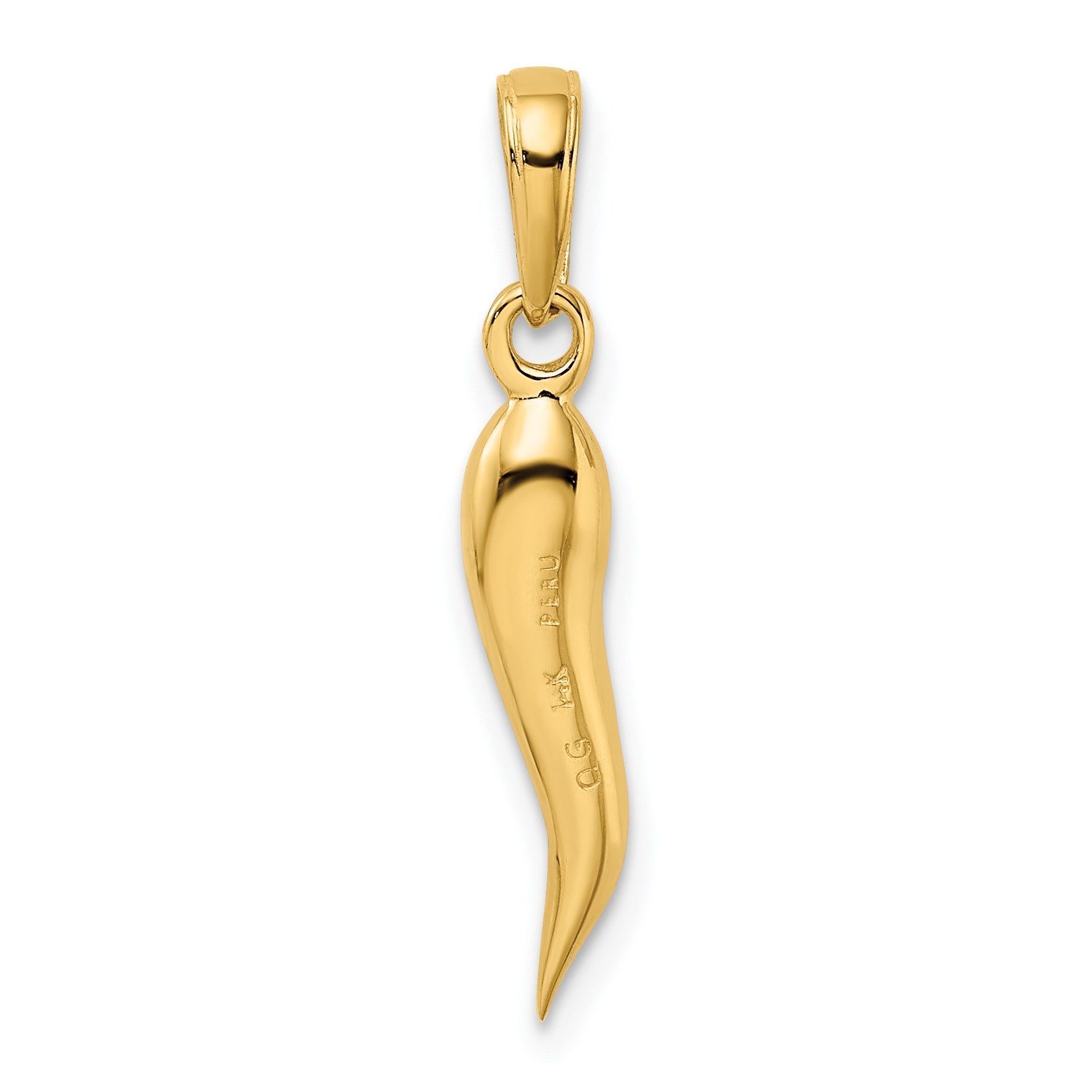 14k Medium 3-D Italian Horn Pendant