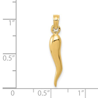 14k Medium 3-D Italian Horn Pendant