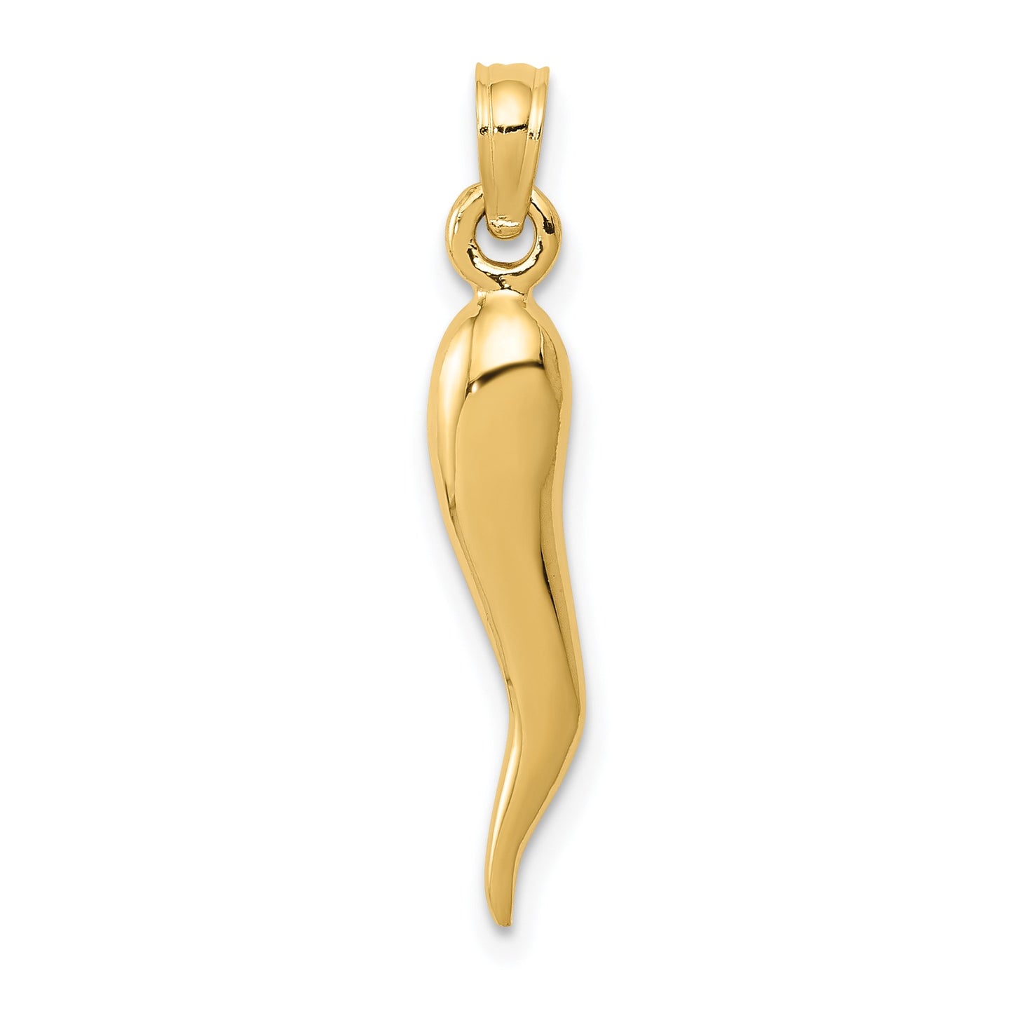 14k Medium 3-D Italian Horn Pendant