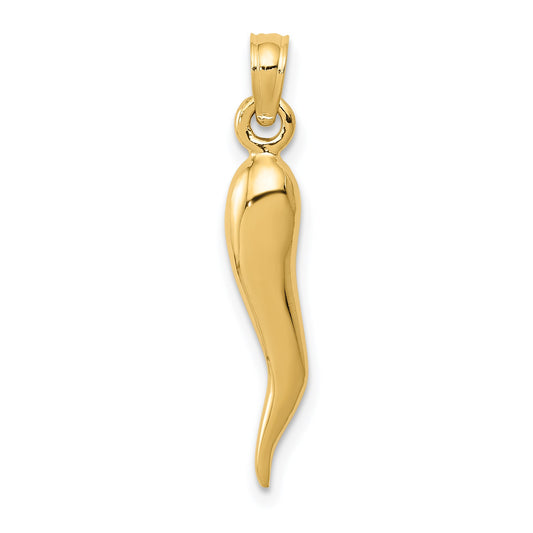 14k Medium 3-D Italian Horn Pendant