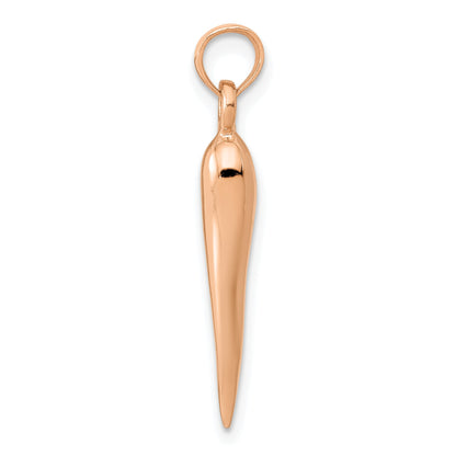 14k Rose Gold Medium 3-D Italian Horn Pendant