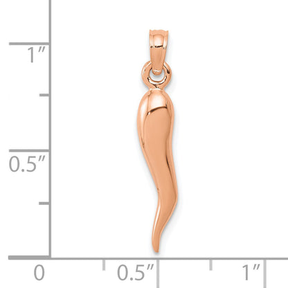 14k Rose Gold Medium 3-D Italian Horn Pendant