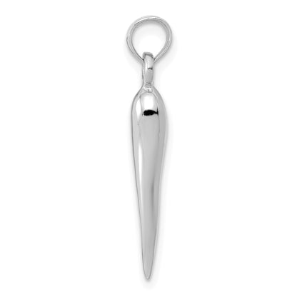 14k White Gold Medium 3-D Italian Horn Pendant