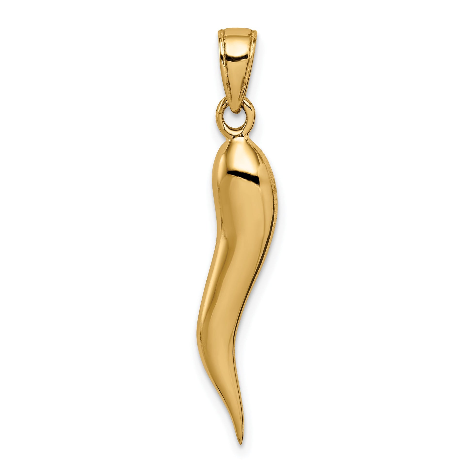 14k Large 3-D Italian Horn Pendant