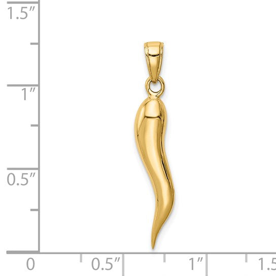 14k Large 3-D Italian Horn Pendant
