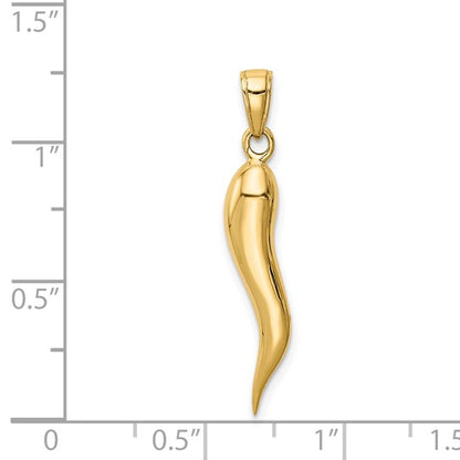14k Large 3-D Italian Horn Pendant