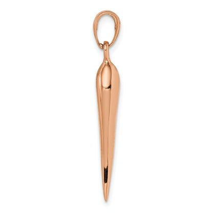 14k Rose Gold Large 3-D Italian Horn Pendant