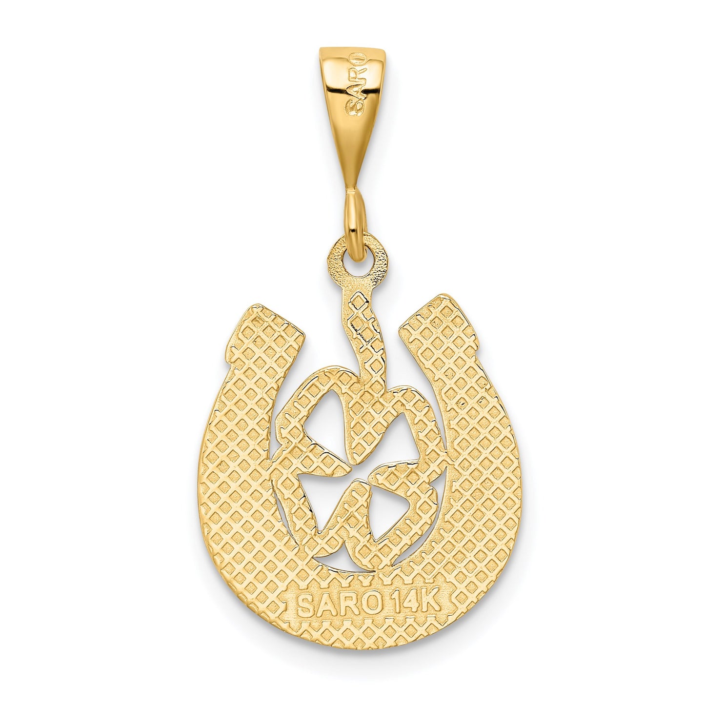 14k Clover in Horseshoe Pendant